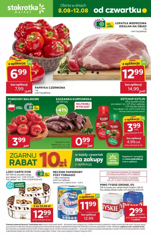 Stokrotka - gazetka promocyjna Gazetka Market od czwartku 08.08 do poniedziałku 12.08