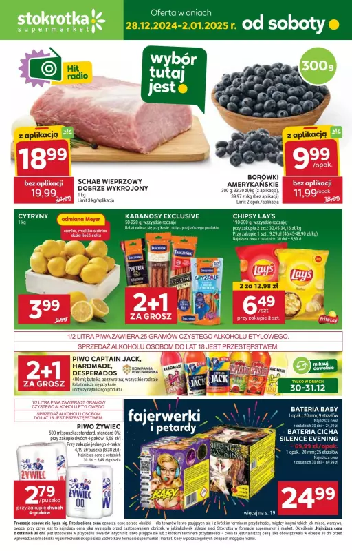 Stokrotka - gazetka promocyjna Gazetka Supermarket od soboty 28.12 do czwartku 02.01