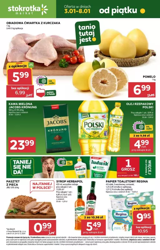 Stokrotka - gazetka promocyjna Gazetka Market od piątku 03.01 do środy 08.01