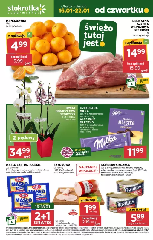 Stokrotka - gazetka promocyjna Gazetka Supermarket od czwartku 16.01 do środy 22.01