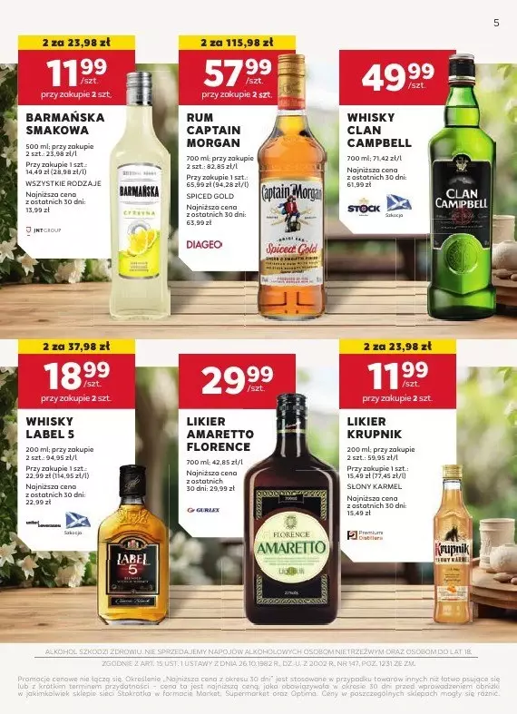 Stokrotka - gazetka promocyjna Oferta alkoholowa od poniedziałku 03.03 do środy 26.03 - strona 5