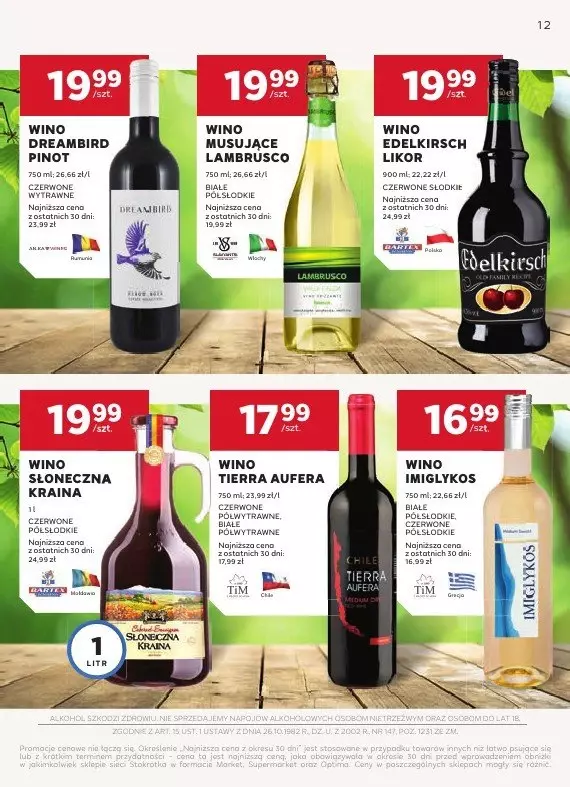 Stokrotka - gazetka promocyjna Oferta alkoholowa od poniedziałku 03.03 do środy 26.03 - strona 12