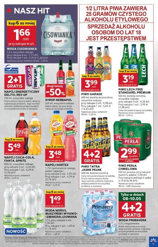 Stokrotka - gazetka promocyjna Gazetka Optima od czwartku 08.05 do środy 14.05 - strona 13