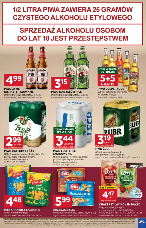 Stokrotka - gazetka promocyjna Gazetka Optima od czwartku 07.08 do wtorku 12.08 - strona 13