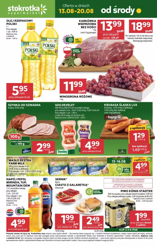 Stokrotka - gazetka promocyjna Gazetka Supermarket od środy 13.08 do środy 20.08