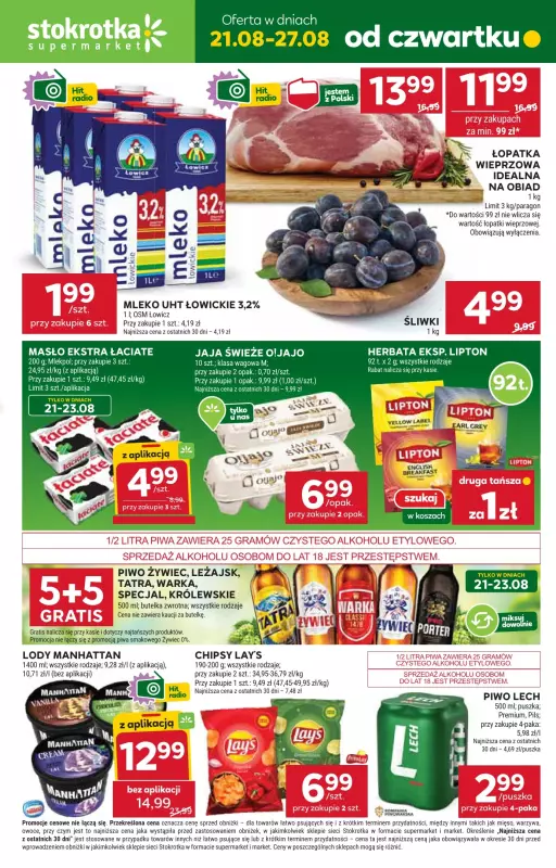 Stokrotka - gazetka promocyjna Gazetka Supermarket od czwartku 21.08 do środy 27.08