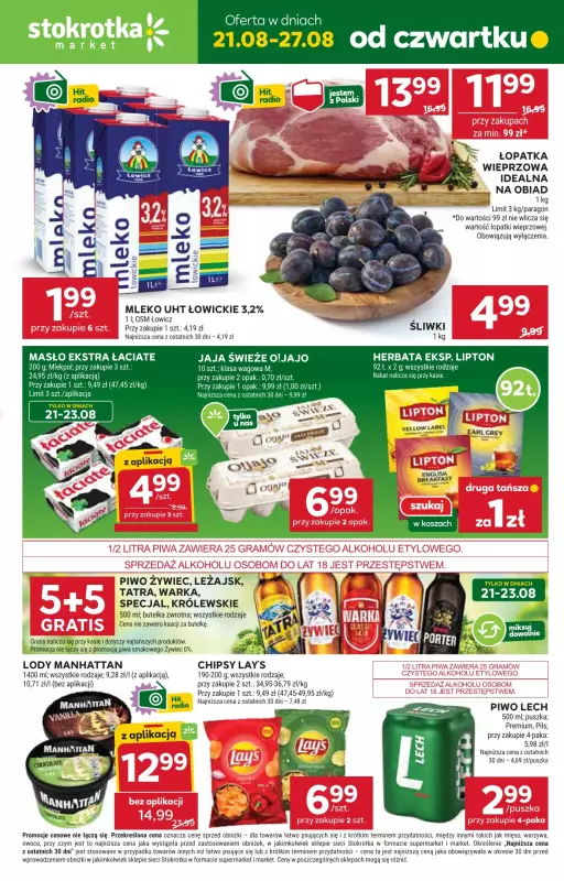 Stokrotka - gazetka promocyjna Gazetka Market od czwartku 21.08 do środy 27.08