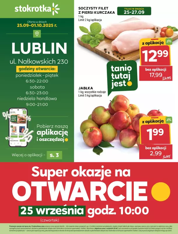 Stokrotka - gazetka promocyjna WIELKIE OTWARCIE! LUBLIN, ul. Nałkowskich 230 od czwartku 25.09 do środy 01.10