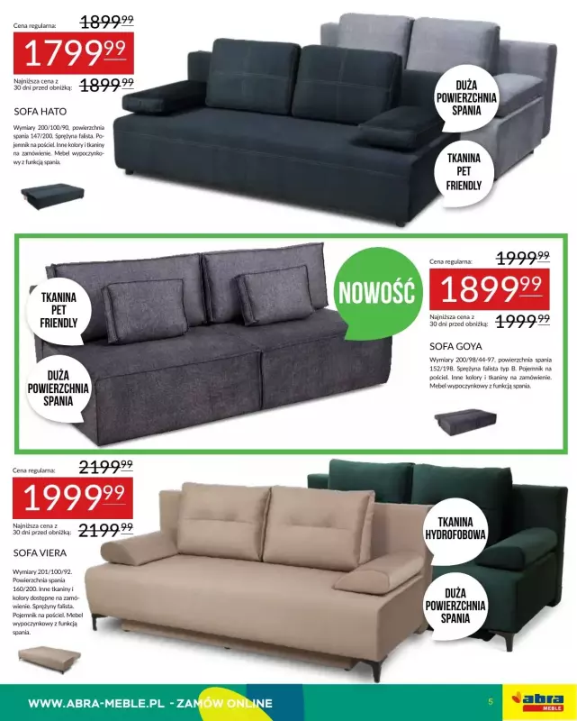 Abra Meble - gazetka promocyjna Oferta meblowa od poniedziałku 19.05 do czwartku 29.05 - strona 5