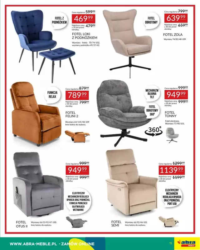 Abra Meble - gazetka promocyjna Oferta meblowa od poniedziałku 19.05 do czwartku 29.05 - strona 15