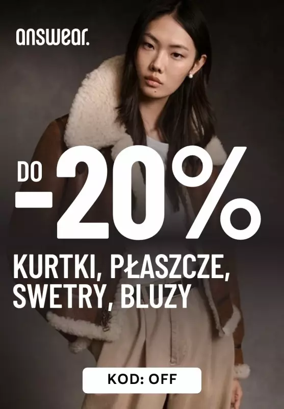 Answear - gazetka promocyjna Do -20% na wybrane produkty z kodem od piątku 17.01 do poniedziałku 20.01