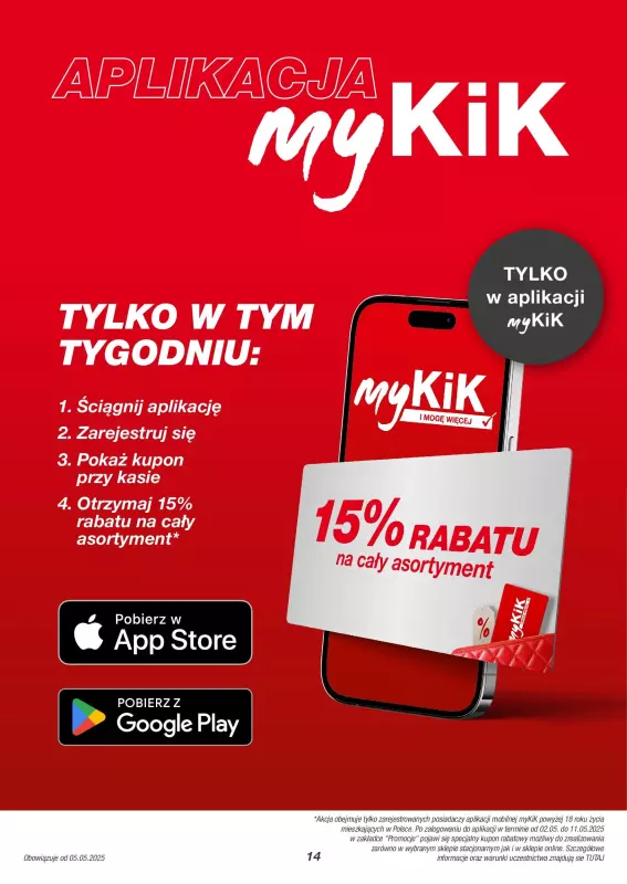 KiK - gazetka promocyjna Gazetka od poniedziałku 05.05 do niedzieli 11.05 - strona 14