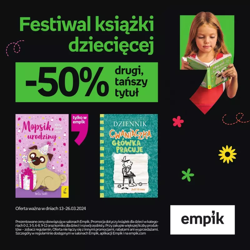 Empik - gazetka promocyjna Festiwal książki dziecięcej od środy 13.03 do wtorku 26.03