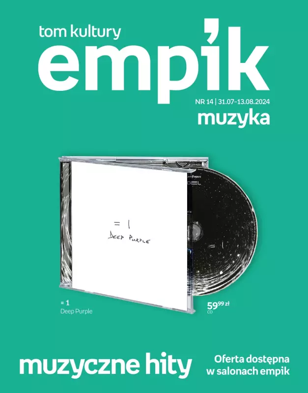 Empik - gazetka promocyjna Tom kultury: muzyka od środy 31.07 do wtorku 13.08