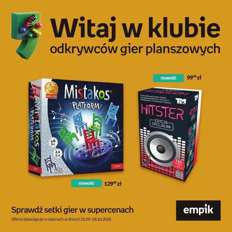 Empik - gazetka promocyjna Witaj w klubie gier planszowych od środy 25.09 do wtorku 08.10