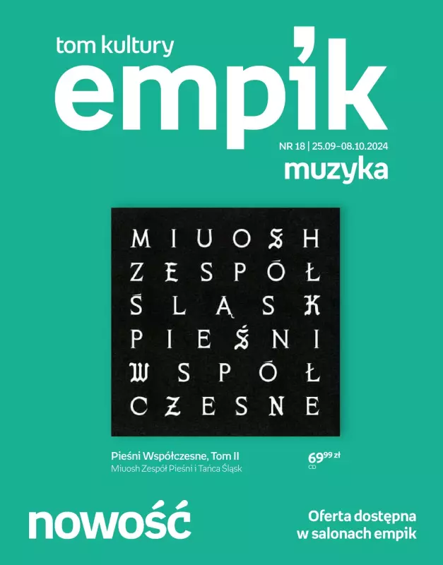 Empik - gazetka promocyjna Tom kultury: muzyka od środy 25.09 do wtorku 08.10