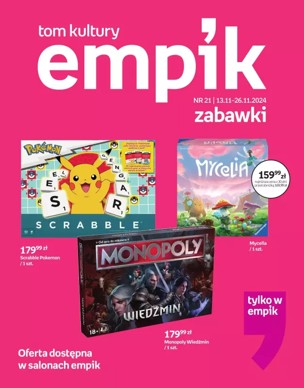 Empik - gazetka promocyjna Tom kultury: zabawki od czwartku 14.11 do wtorku 26.11