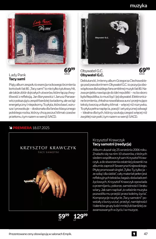 Empik - gazetka promocyjna Tom kultury: muzyka od środy 16.07 do wtorku 29.07 - strona 6