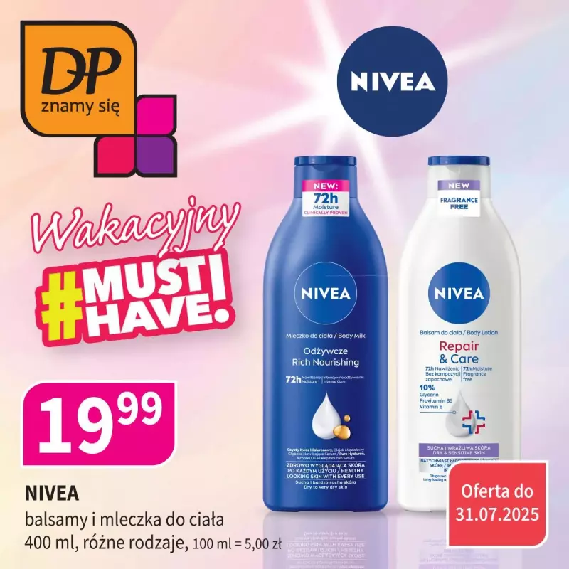 Drogerie Polskie - gazetka promocyjna Promocje Klub DP od poniedziałku 28.07 do czwartku 31.07