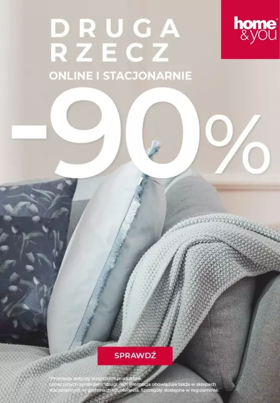 home&you - gazetka promocyjna -90% na drugą rzecz! od piątku 23.08 do wtorku 27.08