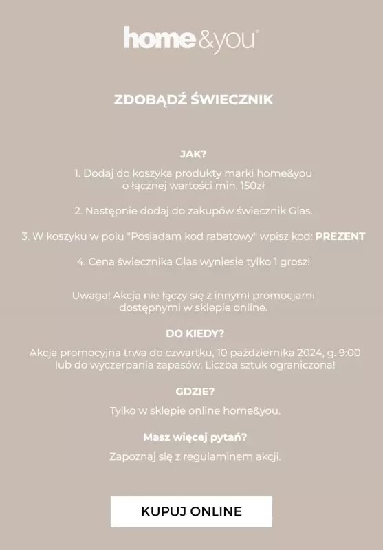 home&you - gazetka promocyjna Świecznik glas za 1 gr przy zakupach za minimum 150 zł od czwartku 03.10 do czwartku 10.10 - strona 2