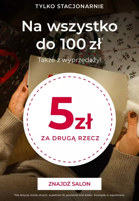 home&you - gazetka promocyjna Druga rzecz za 5 zł - TYLKO STACJONARNIE od poniedziałku 02.12 do środy 04.12