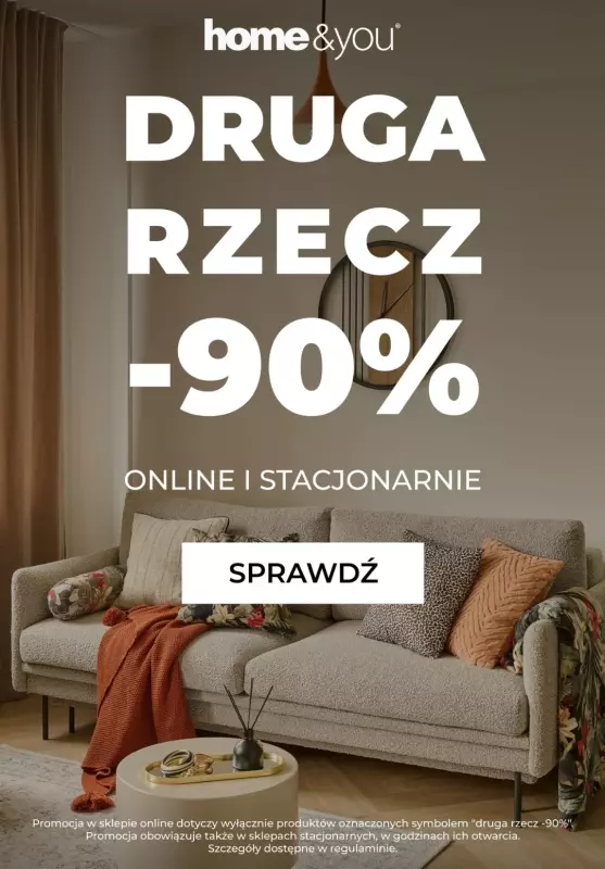 home&you - gazetka promocyjna Druga rzecz -90% od piątku 01.08 do wtorku 05.08
