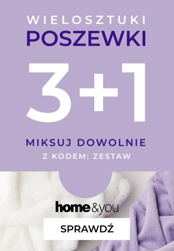home&you - gazetka promocyjna 3+1 na poszewki od wtorku 09.09 do poniedziałku 22.09