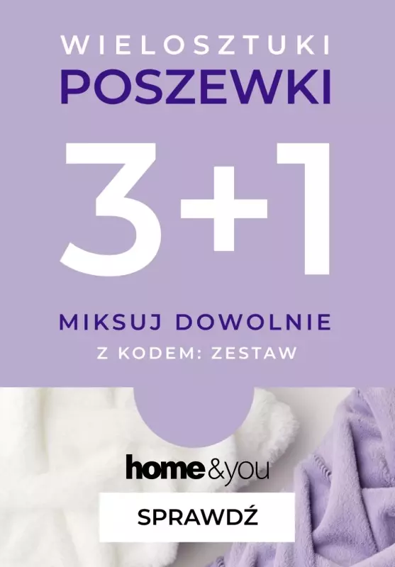 home&you - gazetka promocyjna 3+1 na poszewki od wtorku 09.09 do poniedziałku 22.09