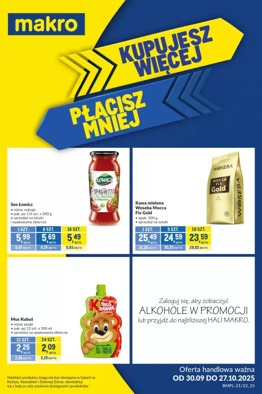 Makro - gazetka promocyjna Kupujesz więcej płacisz mniej od czwartku 09.10 do poniedziałku 27.10