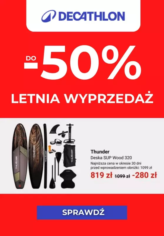 Decathlon - gazetka promocyjna Do -50% letnia wyprzedaż od wtorku 20.08 