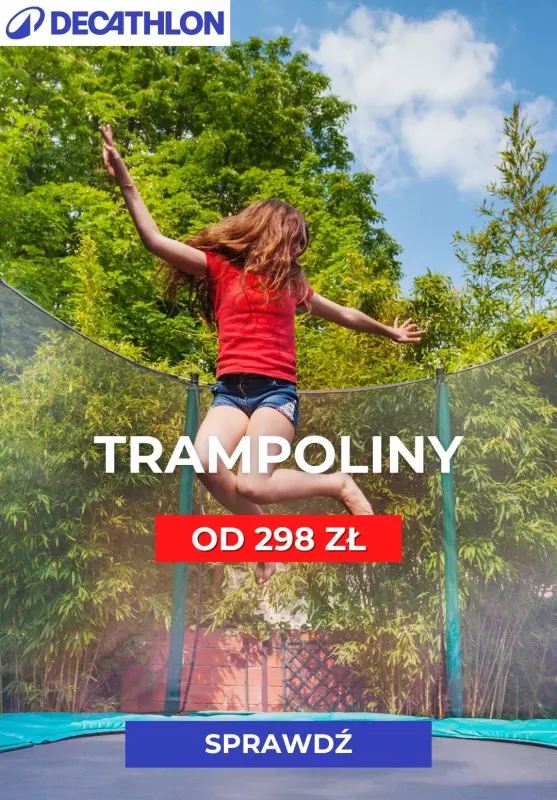 Decathlon - gazetka promocyjna Trampoliny ogrodowe w supercenach od czwartku 15.05 