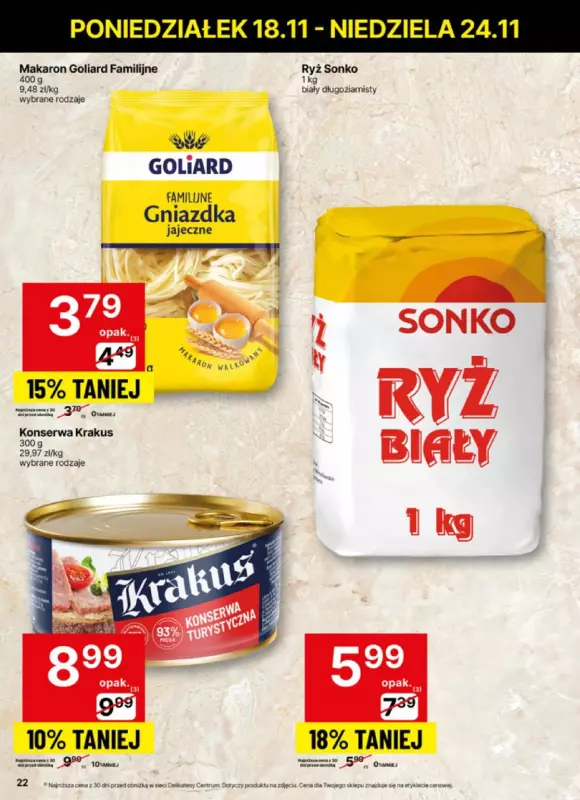 Delikatesy Centrum - gazetka promocyjna Gazetka  do niedzieli 24.11 - strona 22