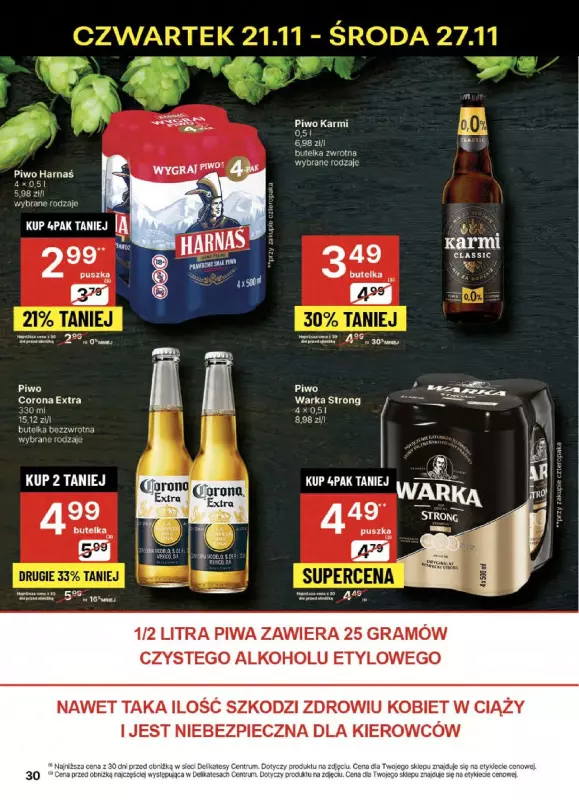 Delikatesy Centrum - gazetka promocyjna Gazetka  do środy 27.11 - strona 30