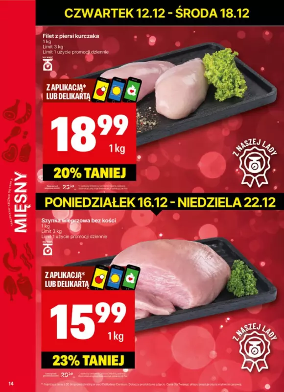 Delikatesy Centrum - gazetka promocyjna Gazetka od poniedziałku 16.12 do niedzieli 22.12 - strona 14