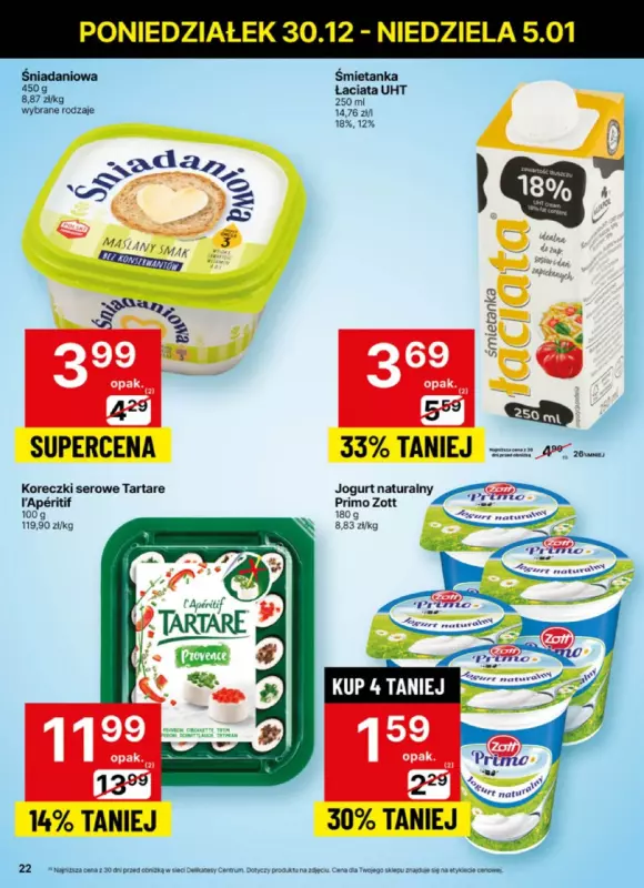 Delikatesy Centrum - gazetka promocyjna Gazetka od poniedziałku 30.12 do niedzieli 05.01 - strona 22