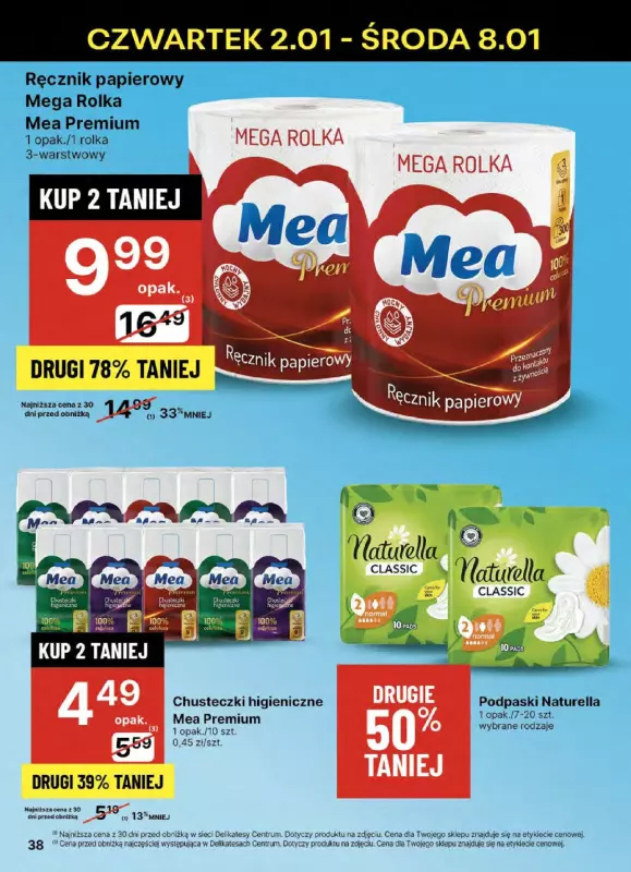 Delikatesy Centrum - gazetka promocyjna Gazetka  do środy 08.01 - strona 38