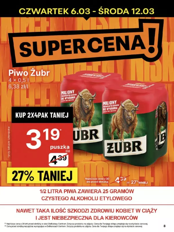 Delikatesy Centrum - gazetka promocyjna Gazetka  do środy 12.03 - strona 8