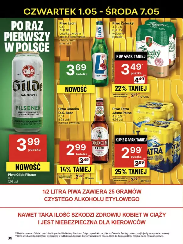Delikatesy Centrum - gazetka promocyjna Gazetka  do środy 07.05 - strona 39