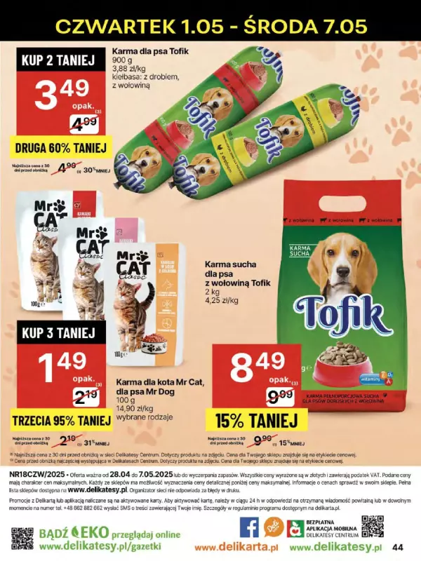 Delikatesy Centrum - gazetka promocyjna Gazetka  do środy 07.05 - strona 44