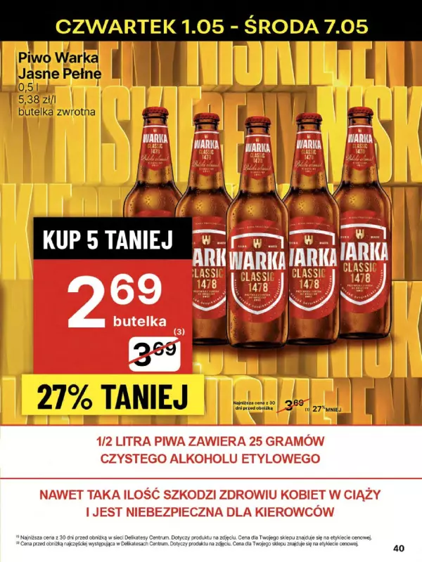Delikatesy Centrum - gazetka promocyjna Gazetka  do środy 07.05 - strona 40