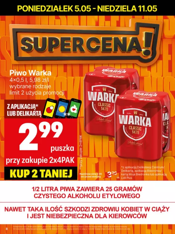 Delikatesy Centrum - gazetka promocyjna Gazetka  do niedzieli 11.05 - strona 8