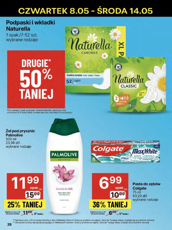 Delikatesy Centrum - gazetka promocyjna Gazetka  do środy 14.05 - strona 39