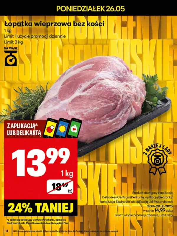 Delikatesy Centrum - gazetka promocyjna Gazetka od poniedziałku 26.05 do niedzieli 01.06 - strona 14
