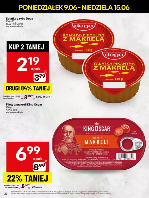 Delikatesy Centrum - gazetka promocyjna Gazetka od poniedziałku 09.06 do niedzieli 15.06 - strona 22