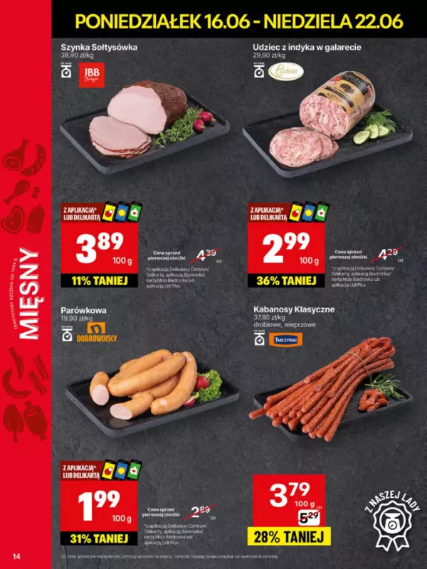 Delikatesy Centrum - gazetka promocyjna Gazetka od poniedziałku 16.06 do niedzieli 22.06 - strona 14