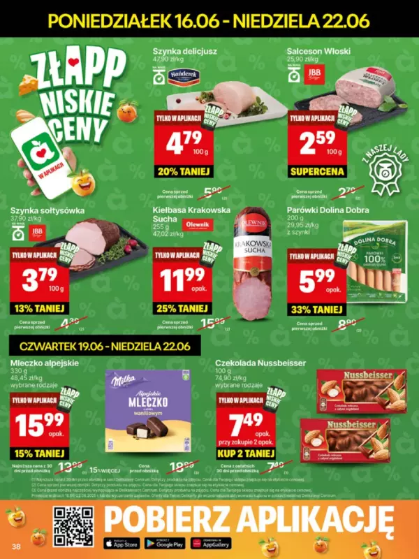 Delikatesy Centrum - gazetka promocyjna Gazetka od poniedziałku 16.06 do niedzieli 22.06 - strona 38