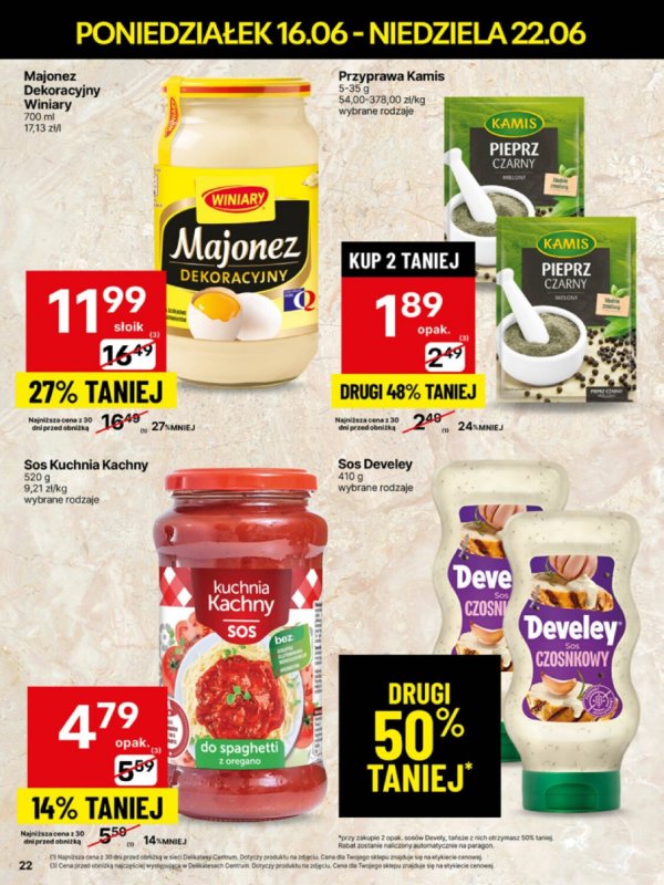 Delikatesy Centrum - gazetka promocyjna Gazetka od poniedziałku 16.06 do niedzieli 22.06 - strona 22