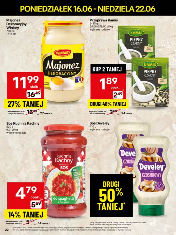 Delikatesy Centrum - gazetka promocyjna Gazetka od poniedziałku 16.06 do niedzieli 22.06 - strona 22
