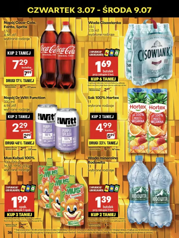 Delikatesy Centrum - gazetka promocyjna Gazetka  do środy 09.07 - strona 36